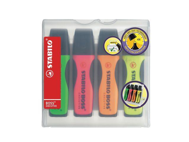 Överstrykningspenna Stabilo Boss Executive, 4 färger/fp
