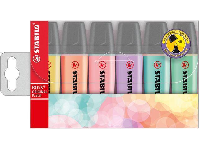 Överstrykningspenna Stabilo Boss Original Pastel, 6 pastellfärger/fp