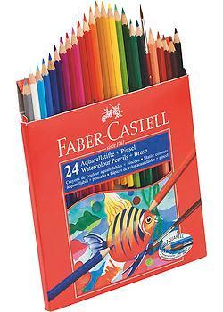Akvarellpenna Faber-Castell i pappask, 24 färger + 1 pensel/fp