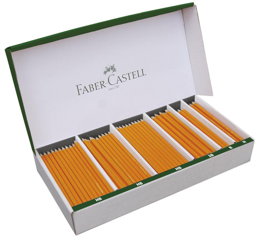 Blyertspennor, storpack, Faber-Castell Bonanza gul 300/fp (204xHB, 24xH, 48x2B, 24xB)