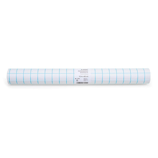 Bokplast/Plastfolie självhäftande, 40cm x 10m, Blankt, i dispenser med inbyggd avrivning