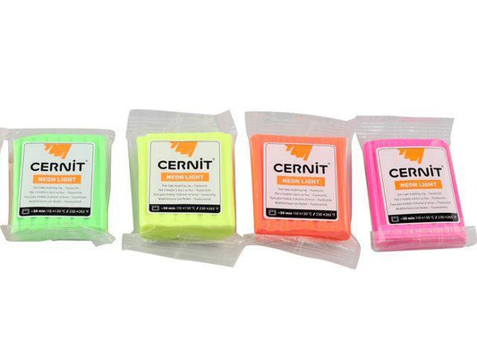 Cernit Number One modellera Neon Light, 4 neonfärger x 56 gram