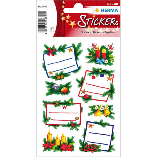 Dekorationsetiketter Stickers Herma Decor 3893, Julmotiv, Julklappsetikett, Jul, Glitter, 16 etiketter/fp