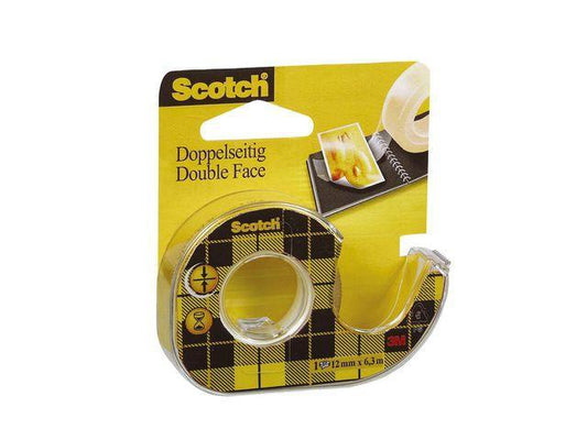 Dubbelhäftande tejp Scotch Double Sided 665 (136D) 6,3m x 12mm med hållare 1/fp