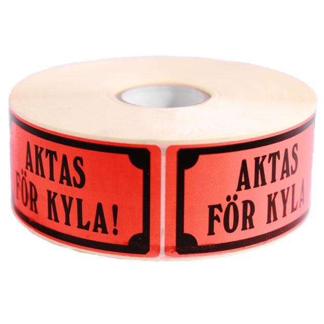 Emballageetiketter "Aktas för kyla" 1000st/rulle