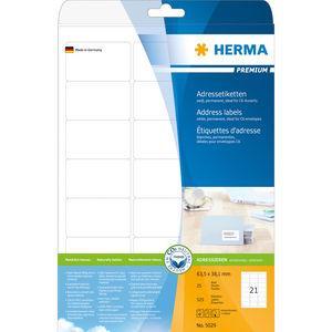 Etiketter Herma 5029 Premium A4 63,5x38,1mm 25 ark/fp (252 st etiketter)