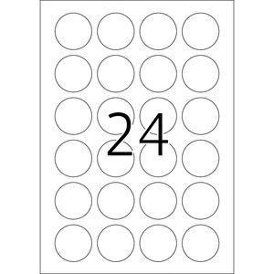 Etiketter Herma Movables 4476 A4 Ø 40mm Rund Vit, avtagbara/flyttbara, 100 ark/fp (2400 st etiketter)