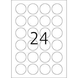 Etiketter Herma Movables 5066 A4 Ø 40mm Rund Vit, avtagbara/flyttbara, 25 ark/fp (600 st etiketter)