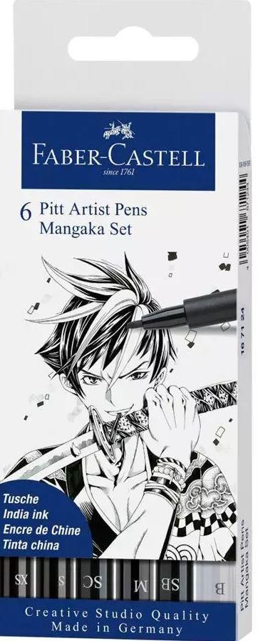 Faber-Castell 6 PITT Artist Pen Mangaka Set, 6 pennor/fp