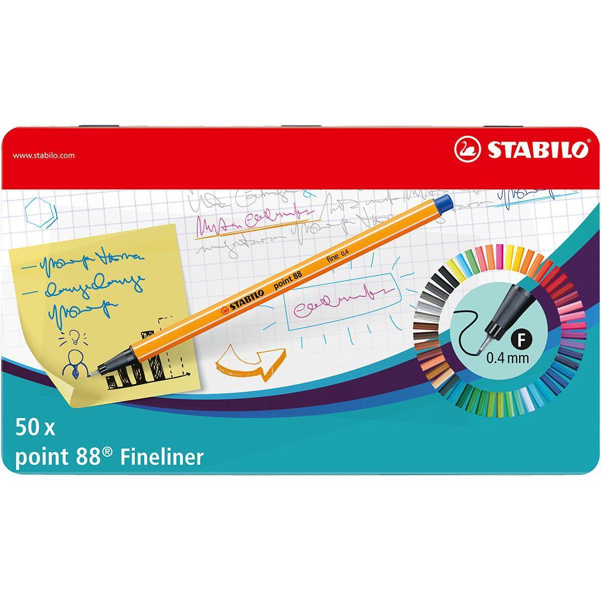 Fineliner Stabilo Point 88 (8850-6), 50 pennor (47 färger)/fp