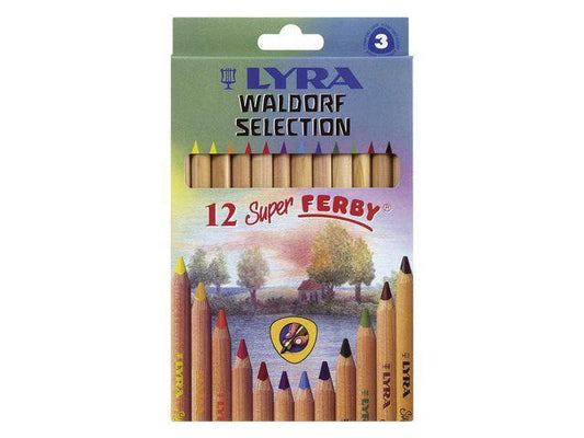 Färgpenna Lyra Super Ferby, Waldorf selection, 12 färger/fp, olackad penna