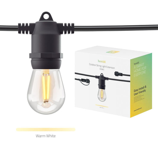 Förlängning: Smart utomhusbelysning, WiFi, Hombli Smart Outdoor Light String Extension, Dimbar, 5m (10 lampfästen, + 10 lampor)