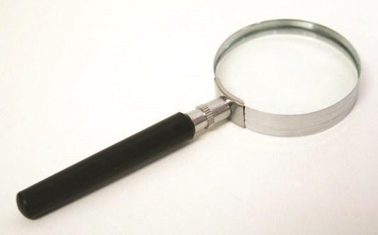Förstoringsglas rund ram Ø 100mm med svart plasthandtag