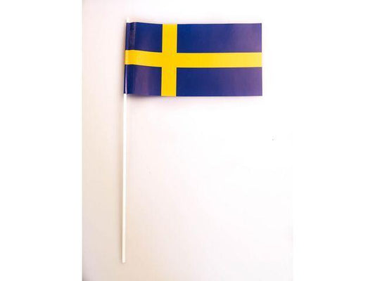 Handflagga, flagga Sverige, Svenska flaggan, 12x22cm, på pinne, 38,5cm, 50 flaggor/fp