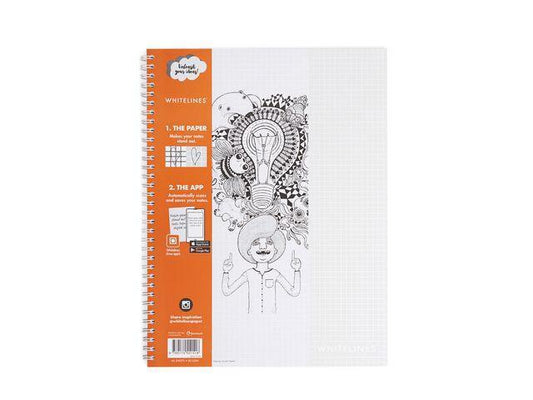 Kollegieblock Whitelines Link, A4, 60 blad, grått papper, vita stödlinjer, Rutat 1/fp