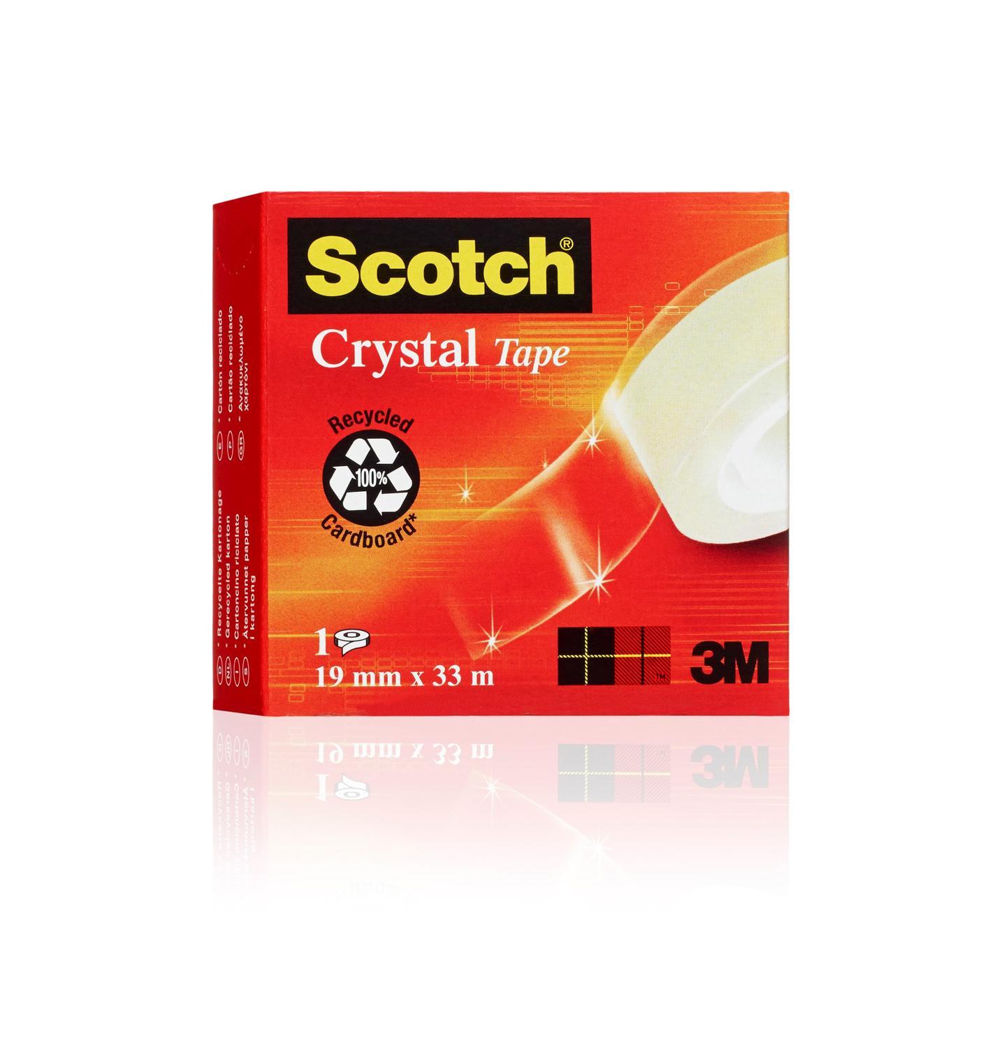Kontorstejp Scotch 600 Crystal Tape, kristallklar, 33m x 19mm, 1 rulle/fp