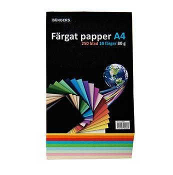Kopieringspapper A4 80g, syrafritt, 25 ark x 10 färger, 250 ark/fp