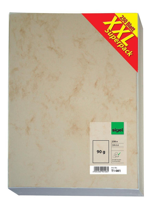 Kopieringspapper Sigel Marmor/Marble Beige (T1 081) A4 90g, 250 ark/fp (XXL Superpack)