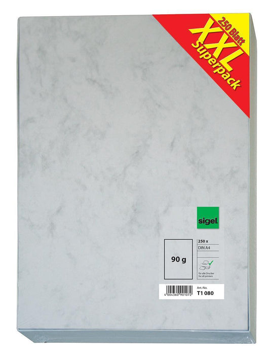 Kopieringspapper Sigel Marmor/Marble Grey (T1 080) A4 90g, 250 ark/fp (XXL Superpack)
