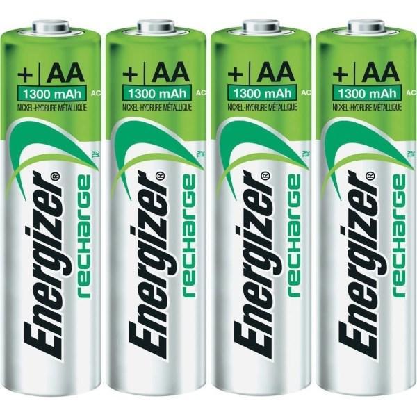 Laddningsbara batterier Energizer Recharge Universal NiMH, AA, 1,2 Volt, 1300mAh, 4/fp (7% återvunnet)