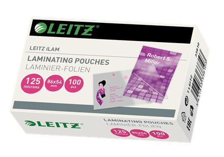 Laminat/Lamineringsficka Leitz 54x86mm, kreditkortsformat, 125micron 100/fp