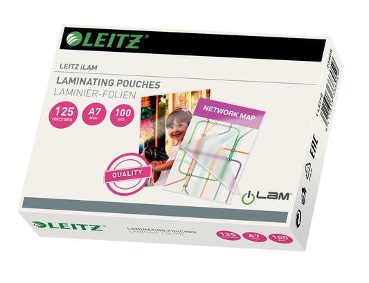 Laminat/Lamineringsficka Leitz 80x111mm, A7-format, 125micron 100/fp