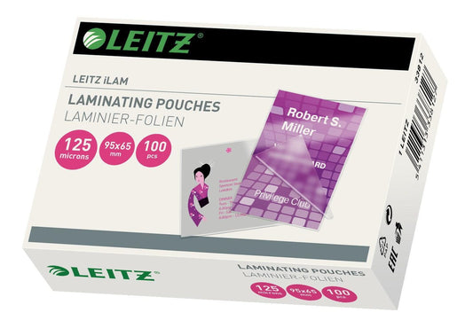 Laminat/Lamineringsficka Leitz 95x65mm, nyckelkortformat, 125micron 100/fp