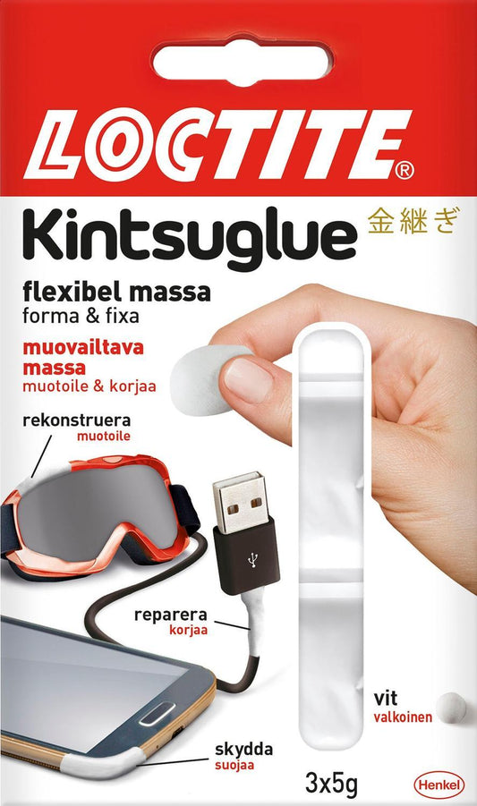 Limmassa/Reparationsmassa Loctite Kintsuglue, flexibel massa, 3 x 5 gram, Vit