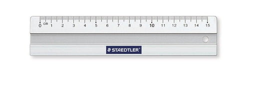 Linjal/Aluminiumlinjal/Metallinjal Staedtler, aluminium, 15cm cm/mm-gradering, med antiglid 1/fp