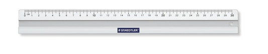 Linjal/Aluminiumlinjal/Metallinjal Staedtler, aluminium, 30cm cm/mm-gradering, med antiglid 1/fp