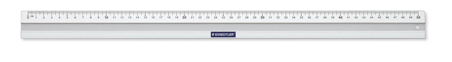 Linjal/Aluminiumlinjal/Metallinjal Staedtler, aluminium, 50cm cm/mm-gradering, med antiglid 1/fp