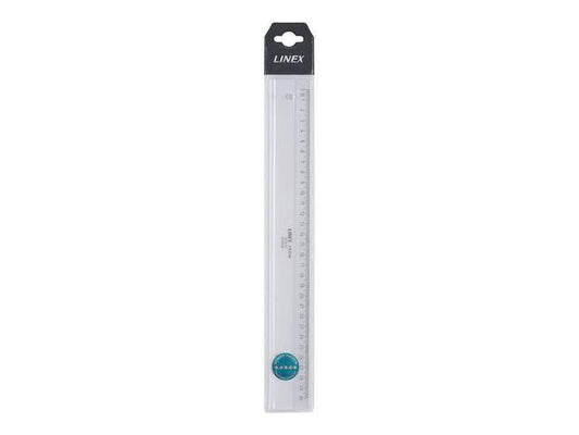 Linjal Linex A1530M 30cm, Glasklar akryl, 1/fp