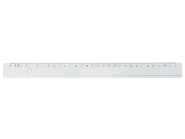 Linjal, plast, 30cm cm/mm-gradering, Transparent 10/fp