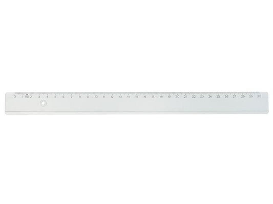 Linjal, plast, 30cm cm/mm-gradering, Transparent 10/fp