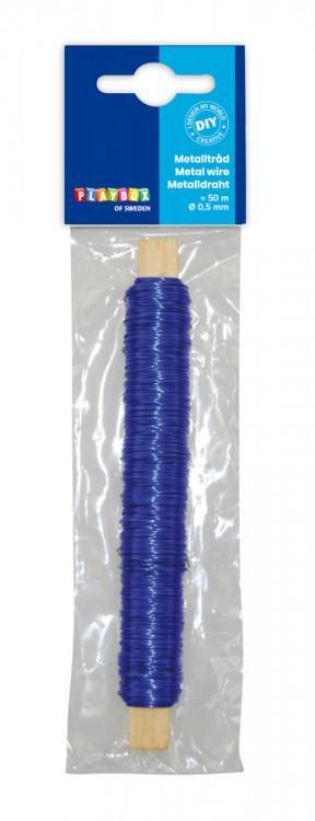 Metalltråd, 0,5mm, 50 meter, Blå