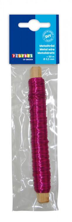 Metalltråd, 0,5mm, 50 meter, Cerise (Rosa)