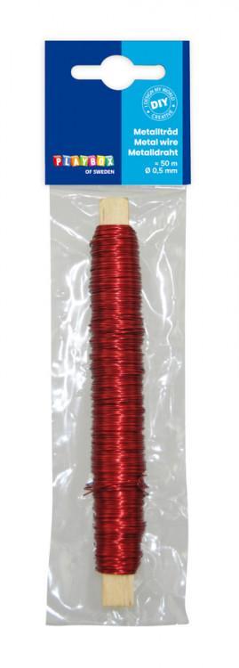 Metalltråd, 0,5mm, 50 meter, Röd