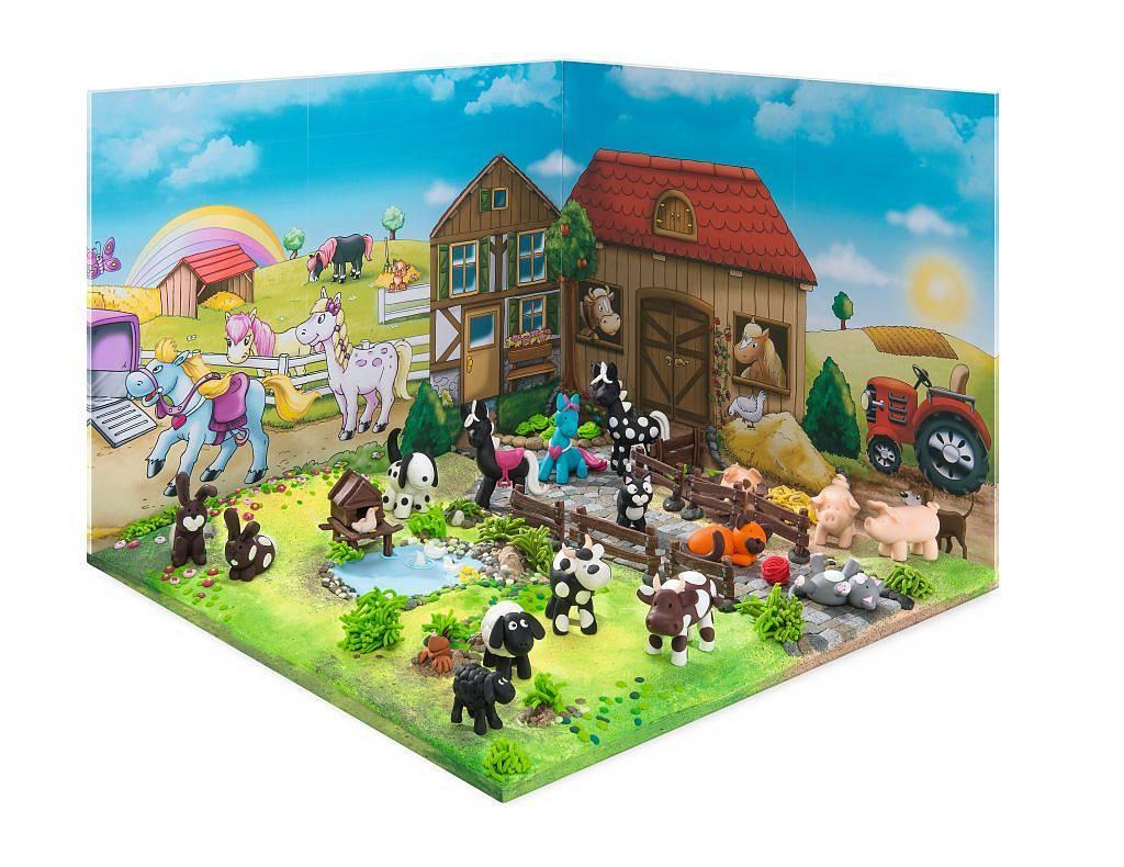 Modellera-set: Modellera Fimo Kids (8034 01), form&play, Farm (Bondgård), 4 x 42 gram