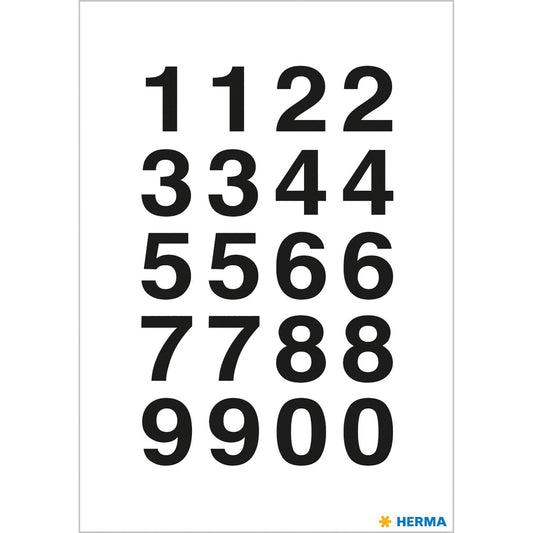 Märketikett Herma Vario 4136 Siffror 0-9, 15mm, 20x18mm, Svart/Transparent, 2 ark/fp