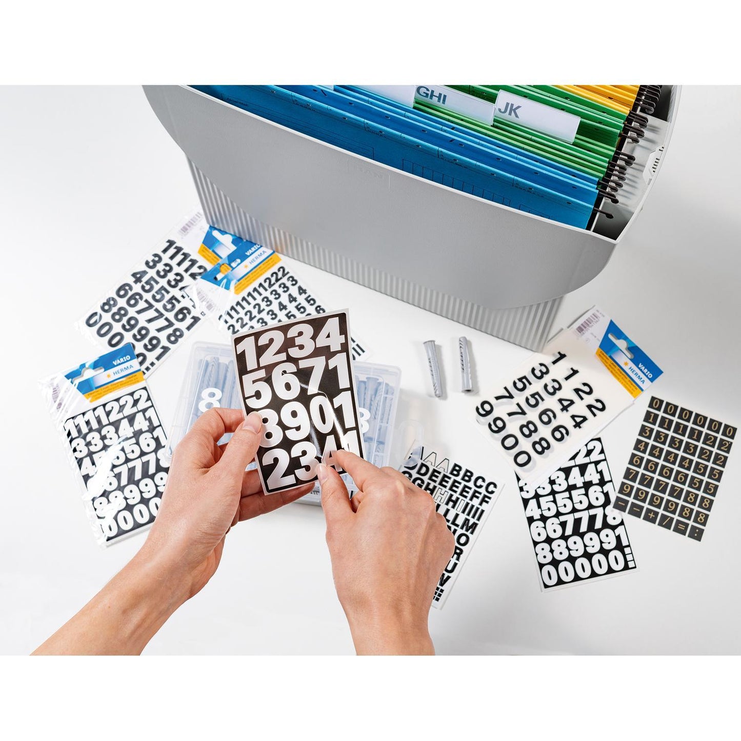 Märketikett Herma Vario 4170 Siffror 0-9 25mm, Vit, 1 ark/fp