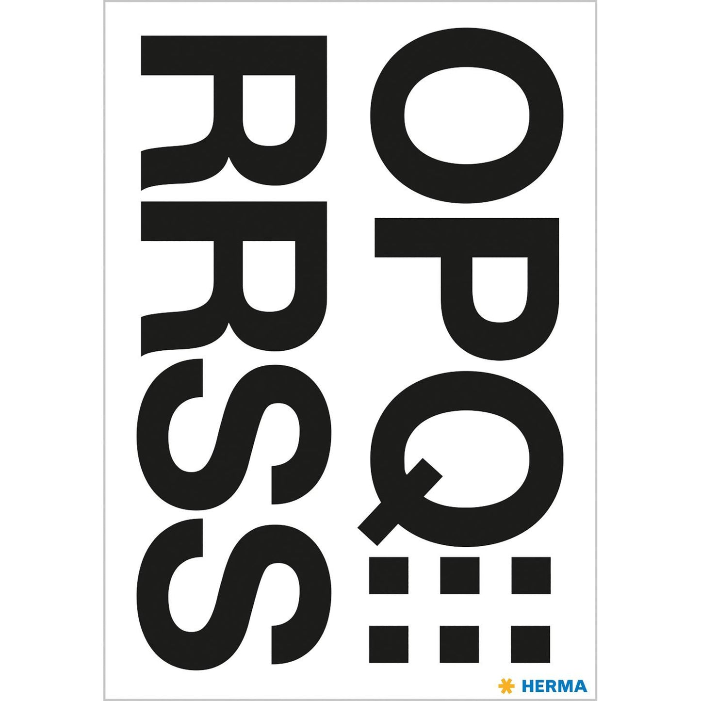Märketikett Herma Vario 4188 Bokstäver O-Z 33mm, Svart, 2 ark/fp