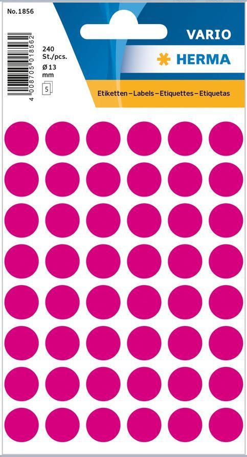 Märketiketter/Signaletiketter Herma Vario 1856 Ø 13mm permanent Rosa 240/fp