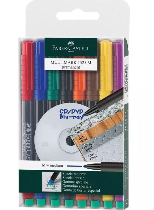 Märkpenna Faber-Castell Multimark 1525 permanent medium 8 färger/fp
