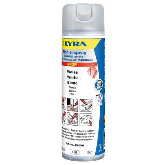 Märkspray/Signalspray/Sprayfärg Lyra Profi 4180, 500ml, Vit