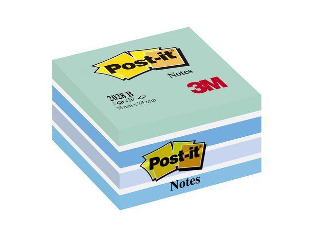 Notisblock Post-it Notes (2028-B), Kub, 76x76mm Blå/Vit (450 ark)