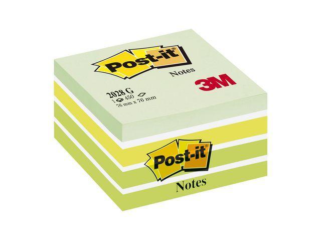 Notisblock Post-it Notes (2028-G), Kub, 76x76mm Grön/Vit (450 ark)