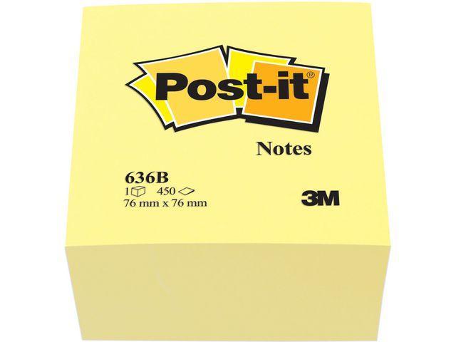Notisblock Post-it Notes (636-B), Kub, 76x76mm Gul (450 ark)