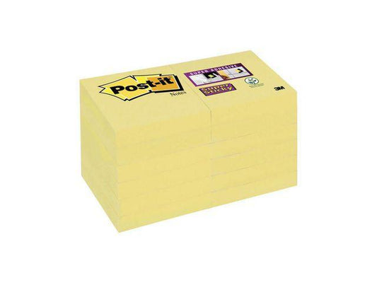 Notisblock Post-it Notes Super Sticky 47,6x47,6mm, Canary Yellow (gul) 12/fp
