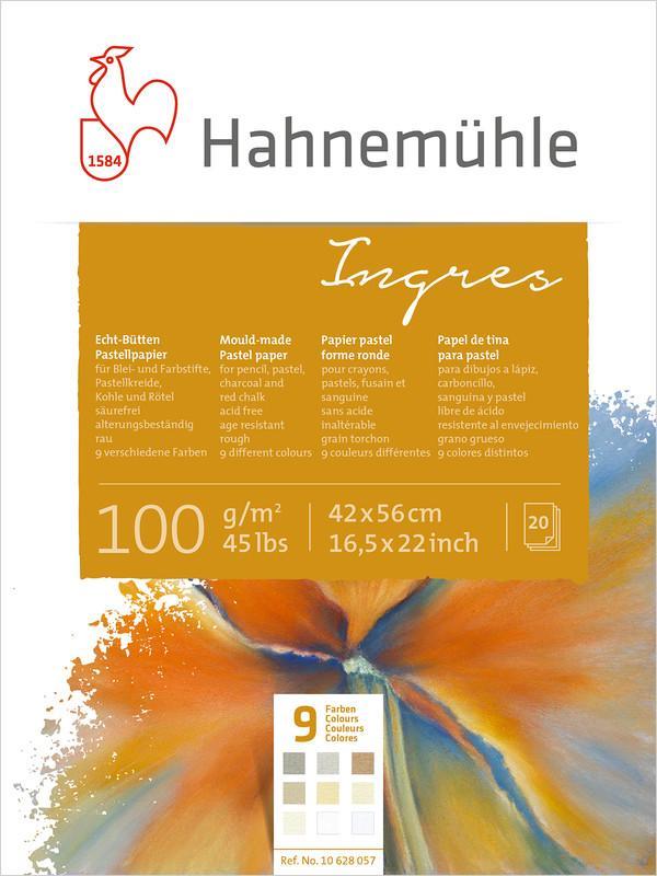Pastellblock Hahnemühle Ingres 100g, 42x56cm, 9 färger, 20 ark
