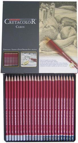 Pennset Cretacolor Cleos Fine Art Graphite 9B-9H, 24 pennor/fp
